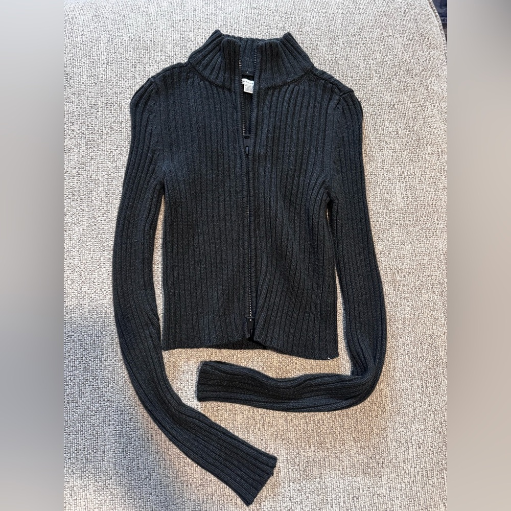 American Eagle Charcoal Ribbed Cardigan